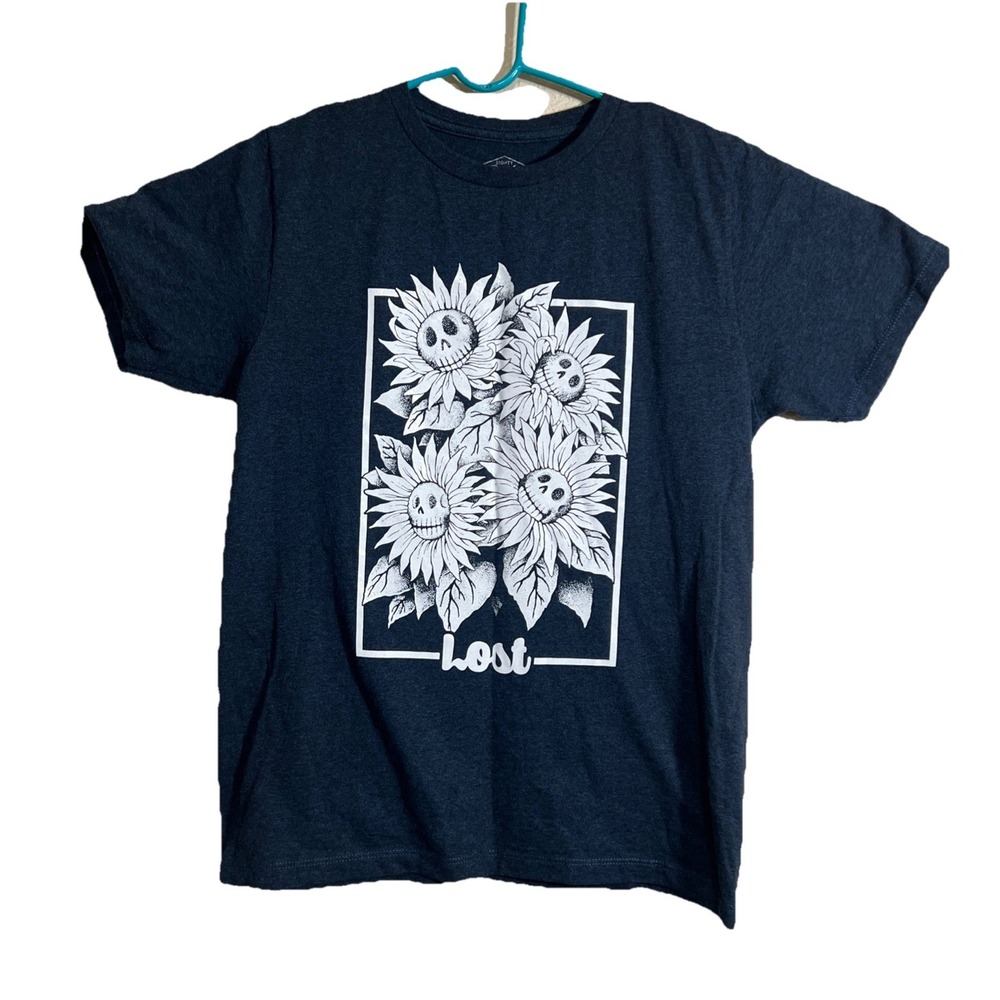 Eighty Eight Blue  T-shirt Graphic‎ Print Logo Lost Skull Flowers Size 18/20